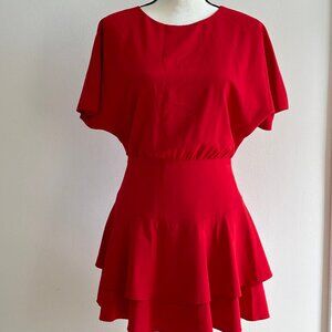 Alice + Olivia red skater dress mini layered cocktail party size 4